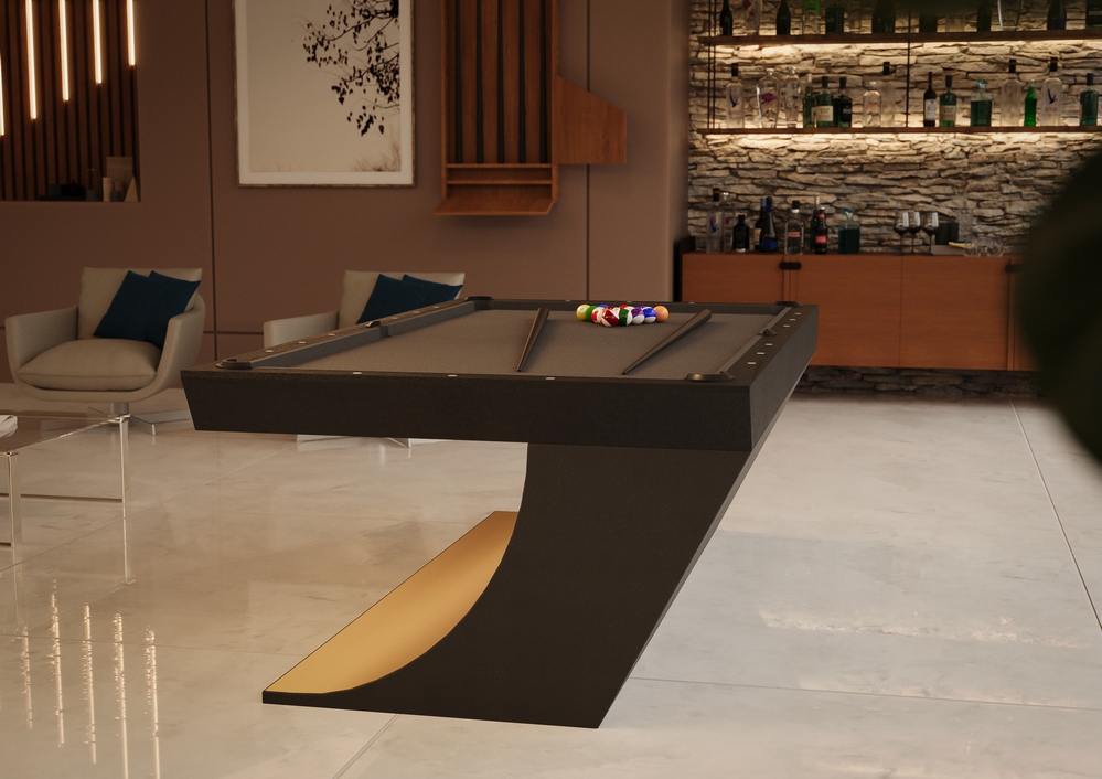 Mesa de sinuca Espinela Bretda em home cinema de luxo - referencia para projetos