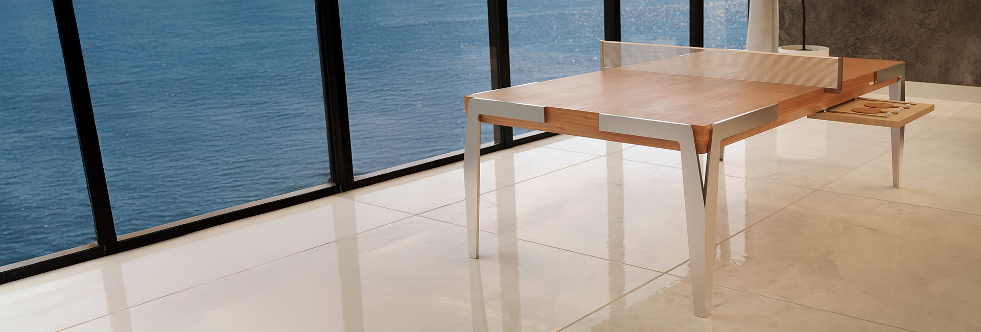 Mesa de Tenis de Mesa Ambar Bretda em ambiente sofisticado